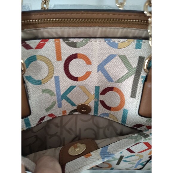 Calvin Klein Serafina Purse Tote Cherub White Multi One Size Allover Monogram - Picture 9 of 15